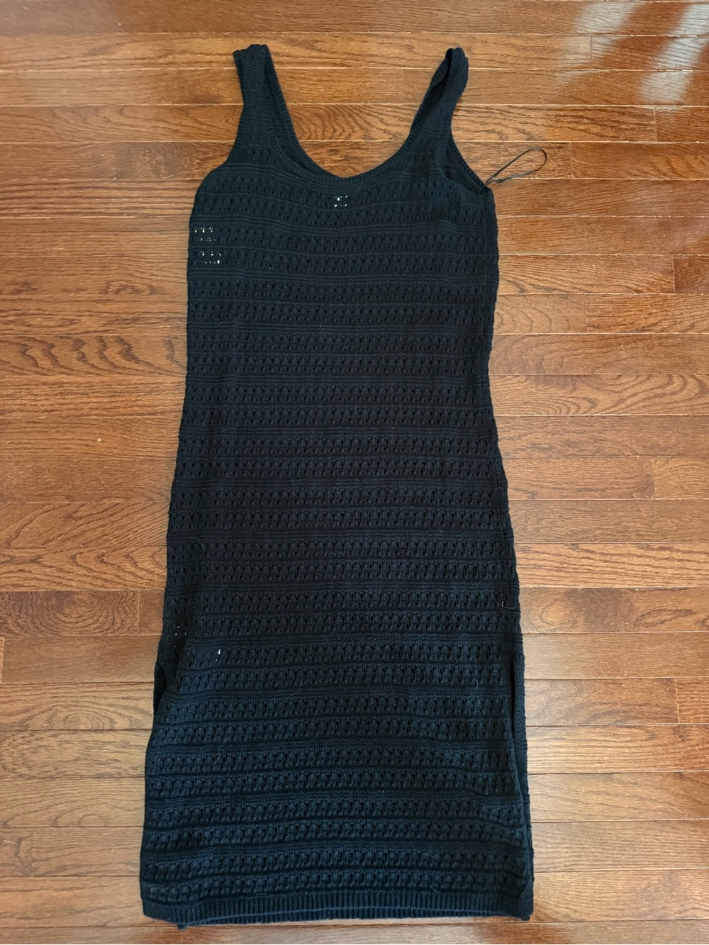 Old Navy Black Crochet Midi Tank Dress